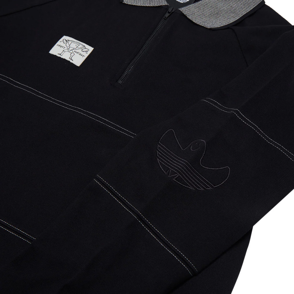 Adidas Shmoofoil Heavyweight Long Sleeve Rugby Shirt - Black/Aluminum - Image 3