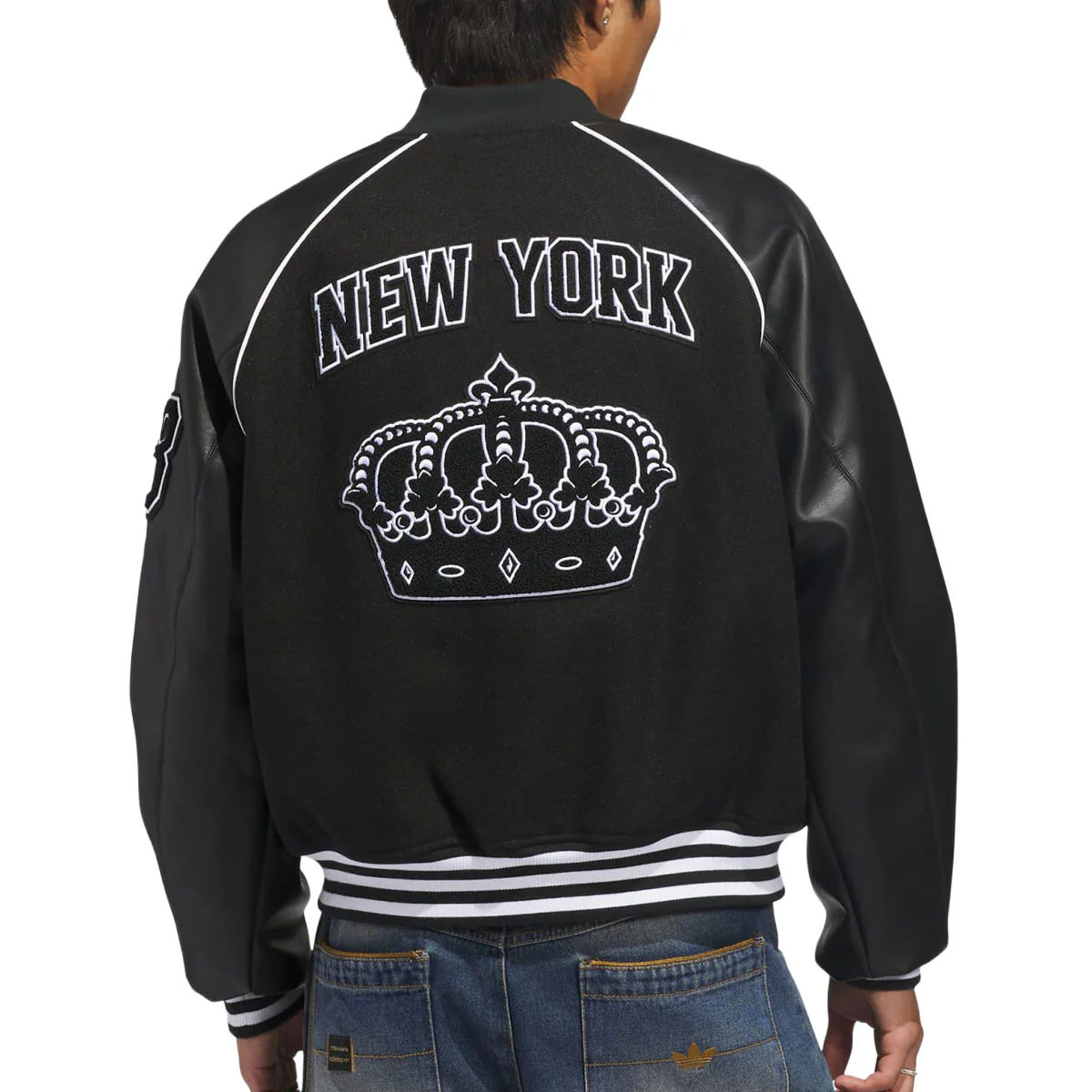 Adidas Tyshawn Letterman Jacket - Black/White - Image 2