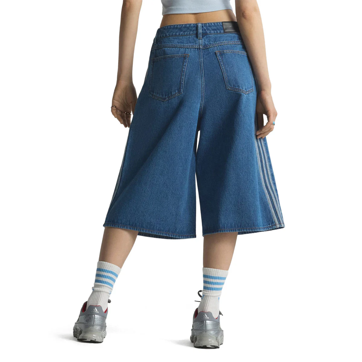 Adidas Womens Firebird Denim Jort Shorts - Medium Vintage Denim - Image 2