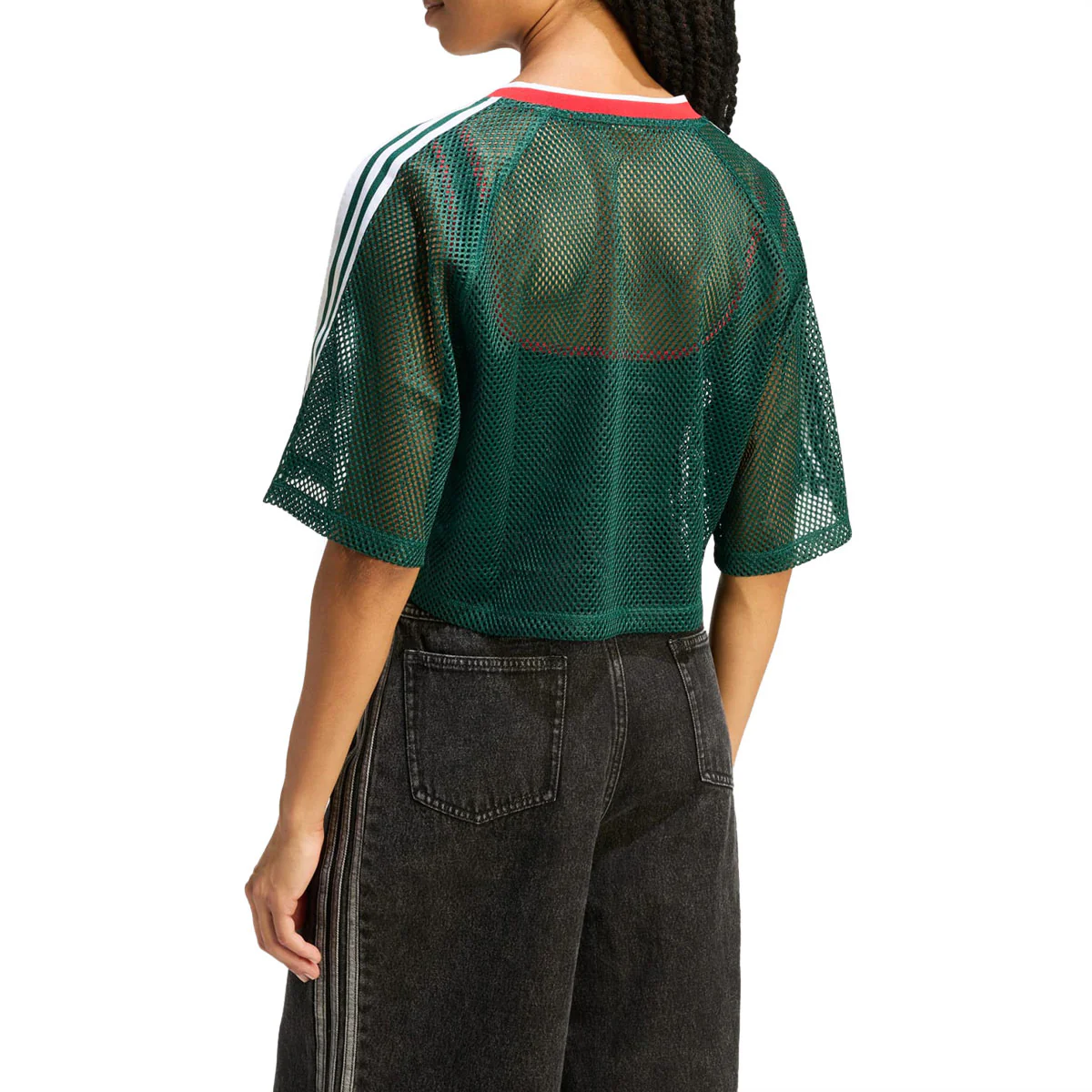Adidas Womens Mesh Cropped T-Shirt - Collegiate Green - Image 2