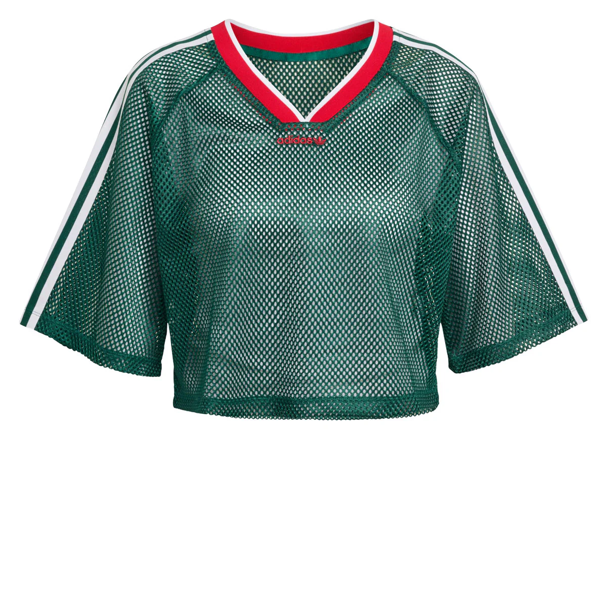 Adidas Womens Mesh Cropped T-Shirt - Collegiate Green - Image 3