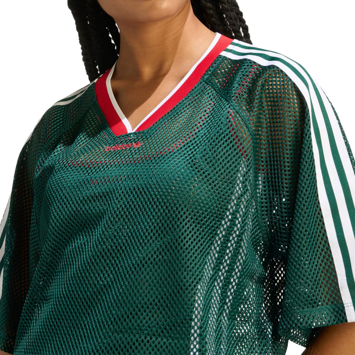 Adidas Womens Mesh Cropped T-Shirt - Collegiate Green - Image 4