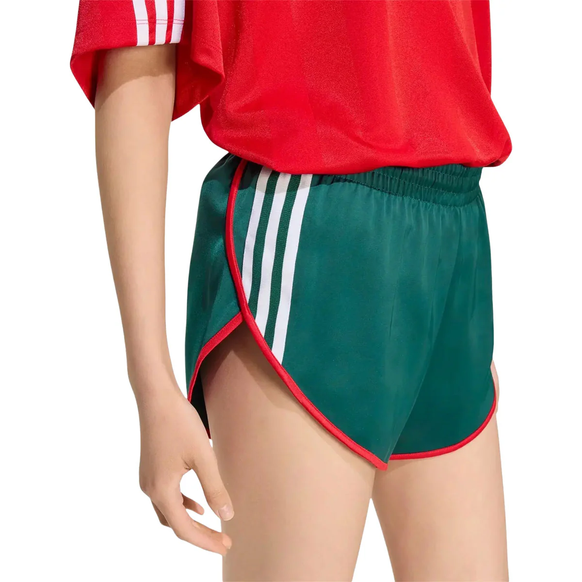 Adidas Womens Satin Shorts - Collegiate Green - Image 2