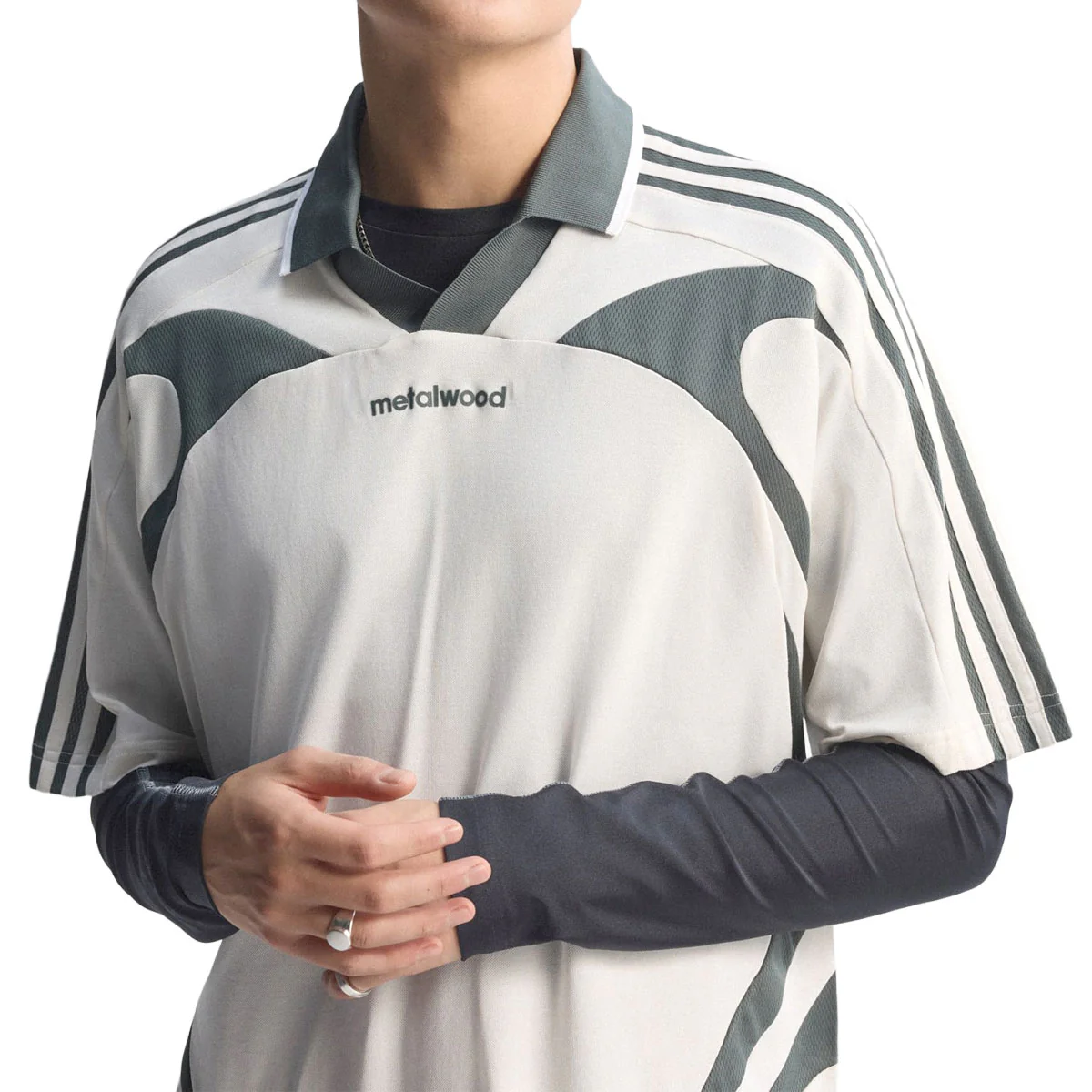 Adidas x Metalwood Originals Polo Shirt - Chalk White - Image 6