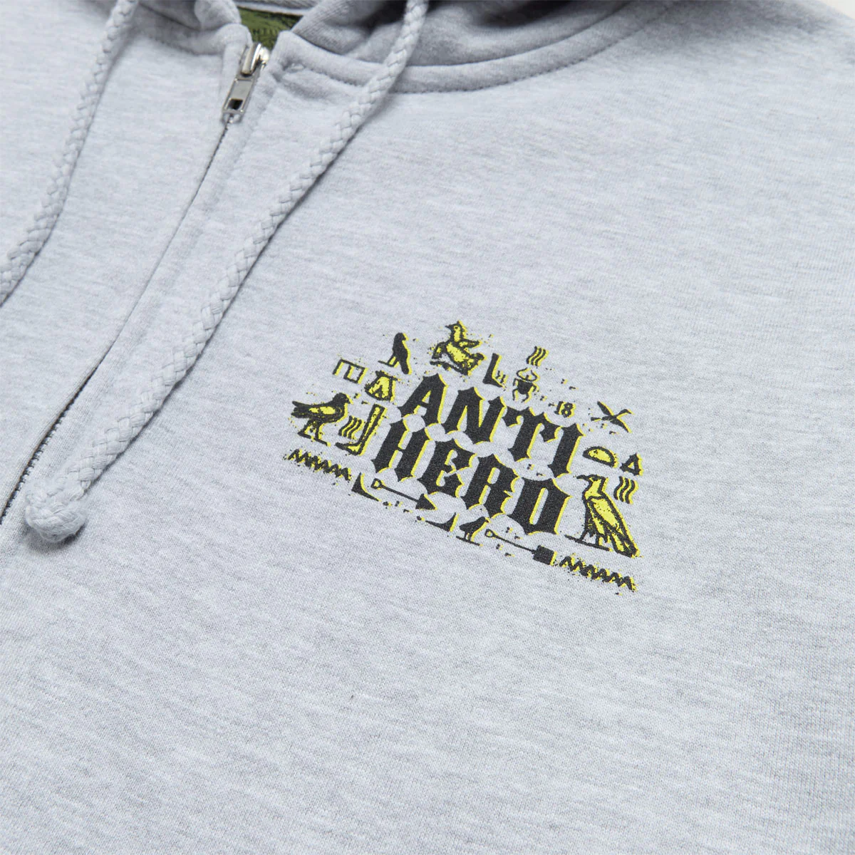 Anti-Hero Anti-Hiero Zip Up Hoodie - Grey Heather/Black/Yellow - Image 4