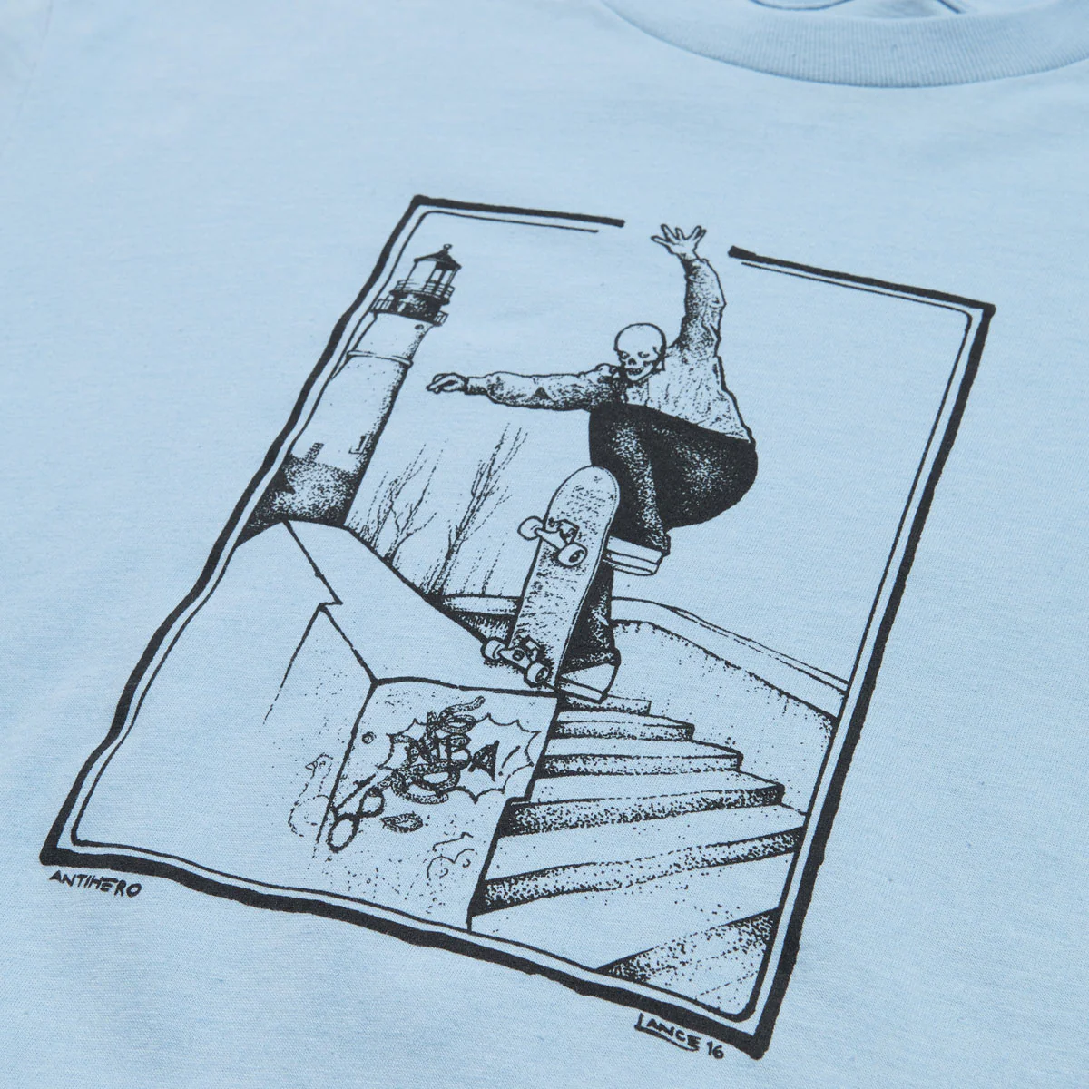 Anti-Hero BA Lance T-Shirt - Heather Light Blue/Black - Image 2