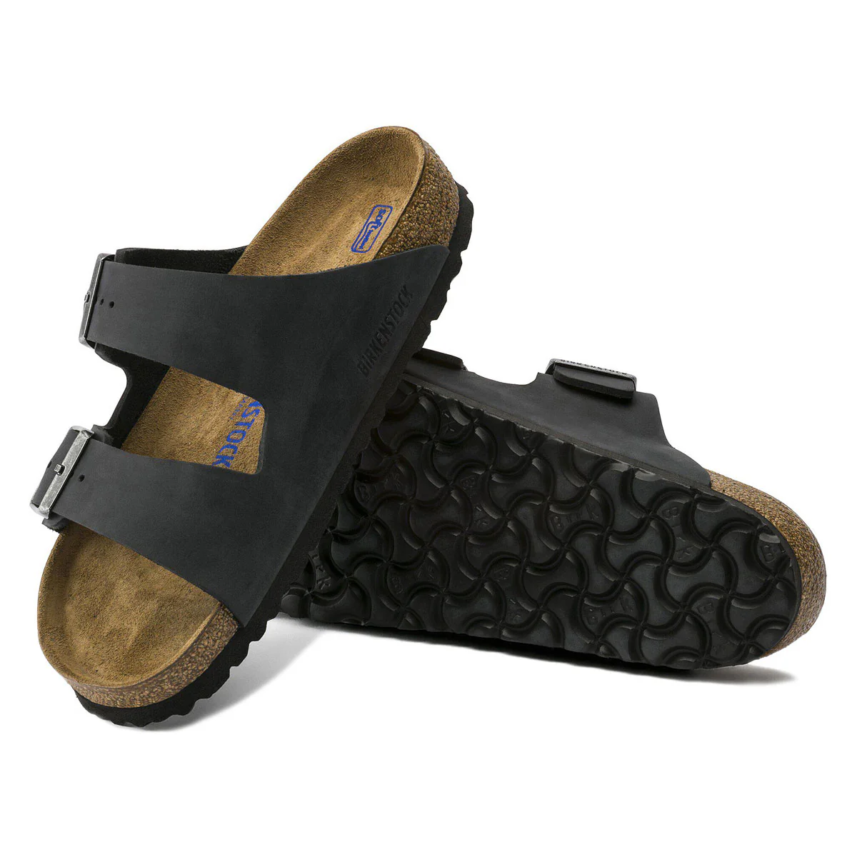 Birkenstock Womens Arizona Soft Footbed Sandals - Black Oilded Leather - Image 4