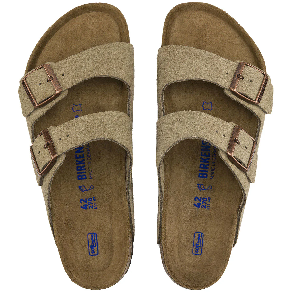 Birkenstock Womens Arizona Soft Footbed Sandals - Taupe Suede - Image 3