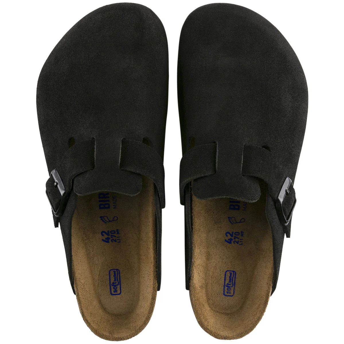 Birkenstock Womens Boston Soft Footbed Sandals - Black Suede - Image 3