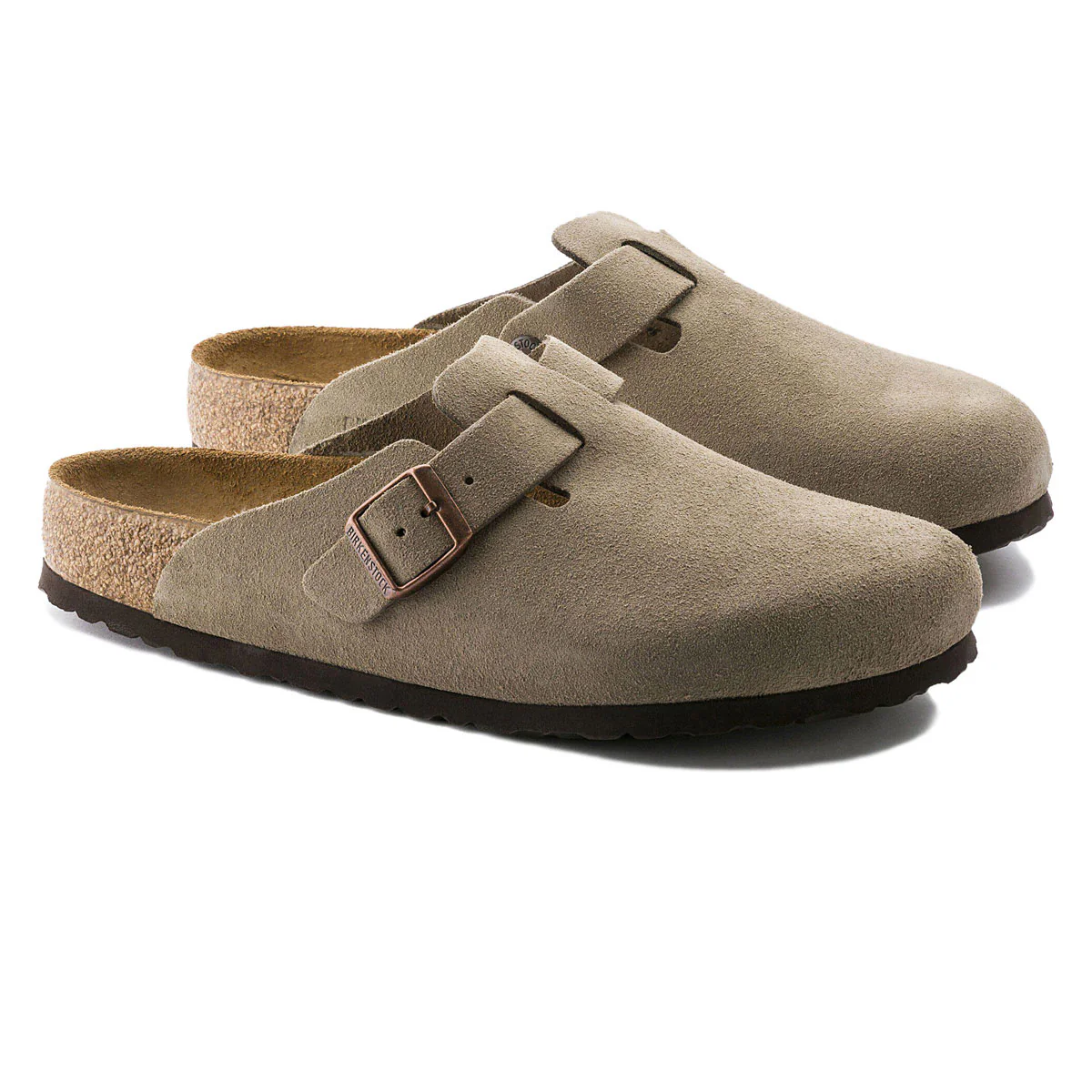 Birkenstock Womens Boston Soft Footbed Sandals - Taupe Suede - Image 2