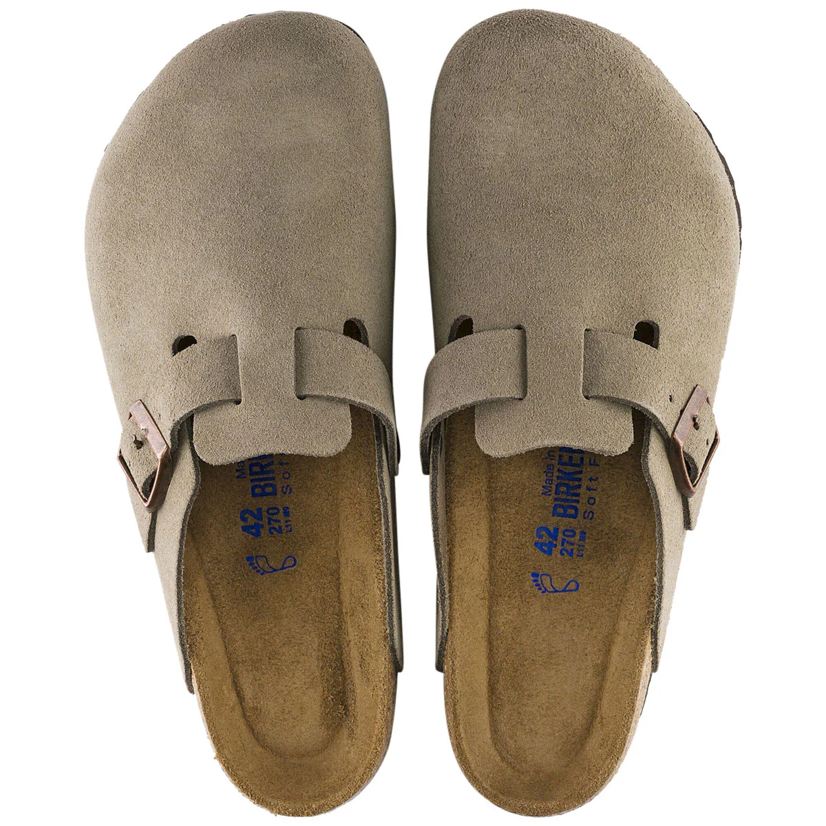 Birkenstock Womens Boston Soft Footbed Sandals - Taupe Suede - Image 3