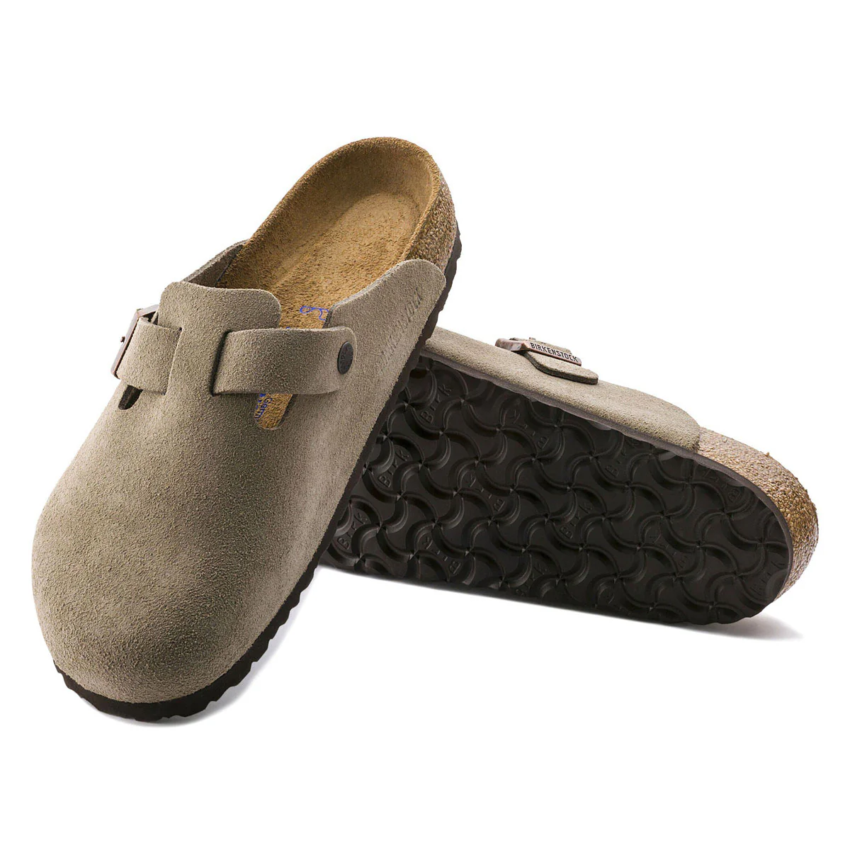 Birkenstock Womens Boston Soft Footbed Sandals - Taupe Suede - Image 4