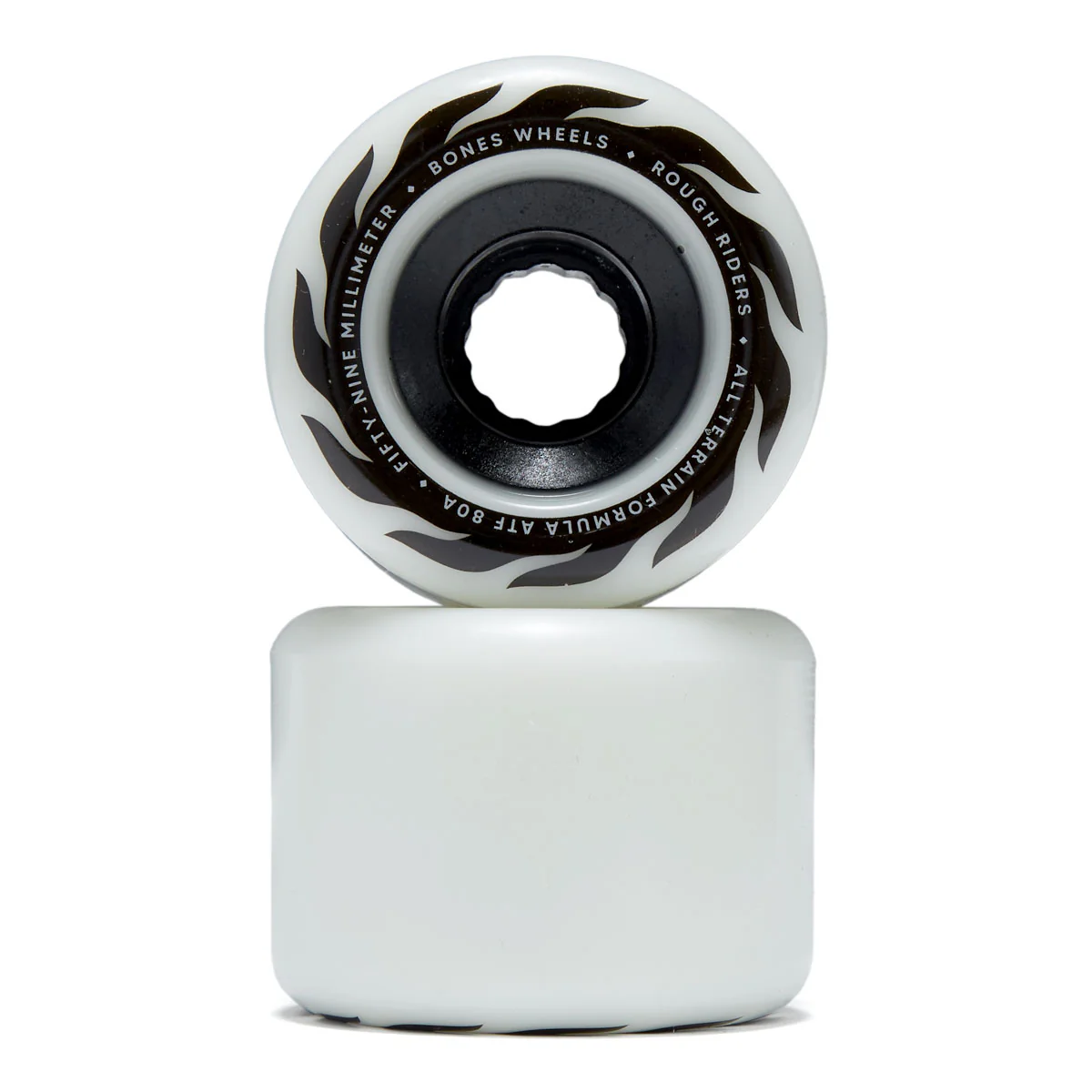 Bones ATF Rough Riders Eternal Flame 80a Skateboard Wheels - White - 59mm - Image 2