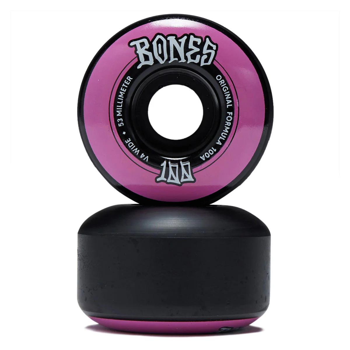 Bones 100s Wides 100a V4 Wide Skateboard Wheels - Black - 53mm - Image 2