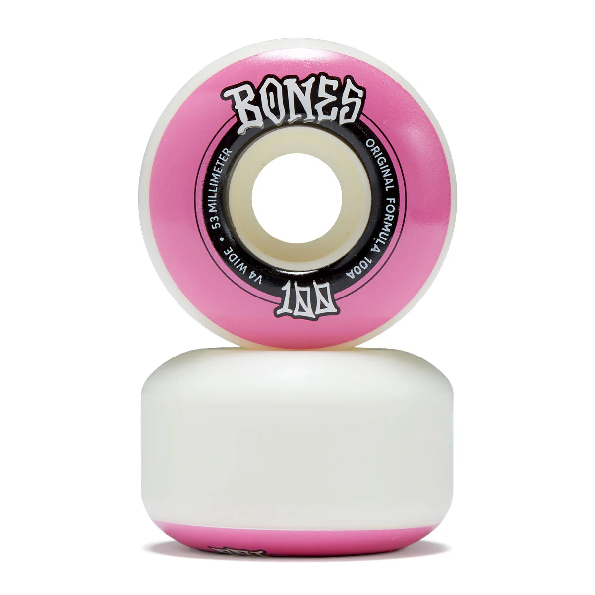 Bones 100s Wides 100a V4 Wide Skateboard Wheels - White - 53mm - Image 2