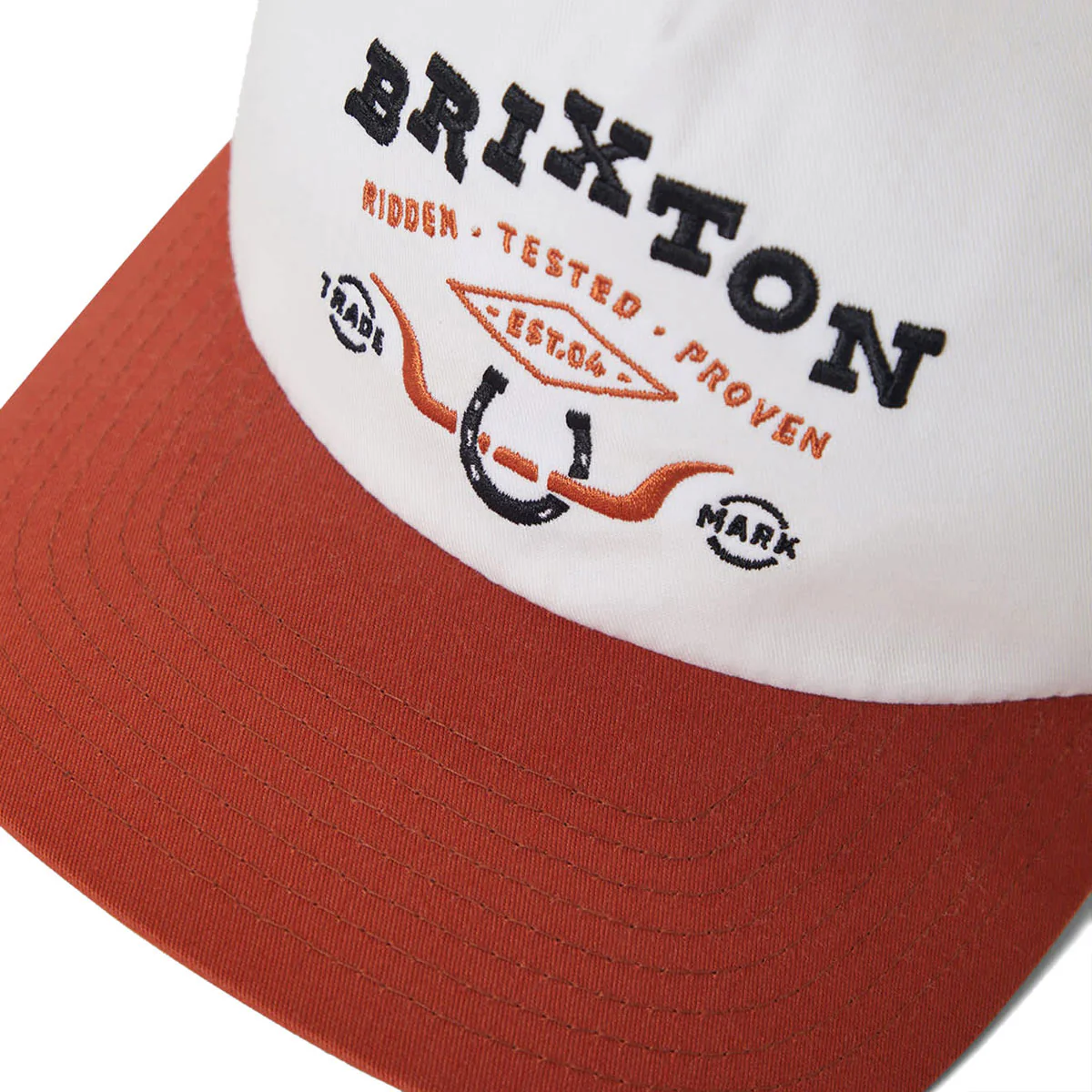Brixton Beekman MP Snapback Hat - Off White/Rust - Image 3