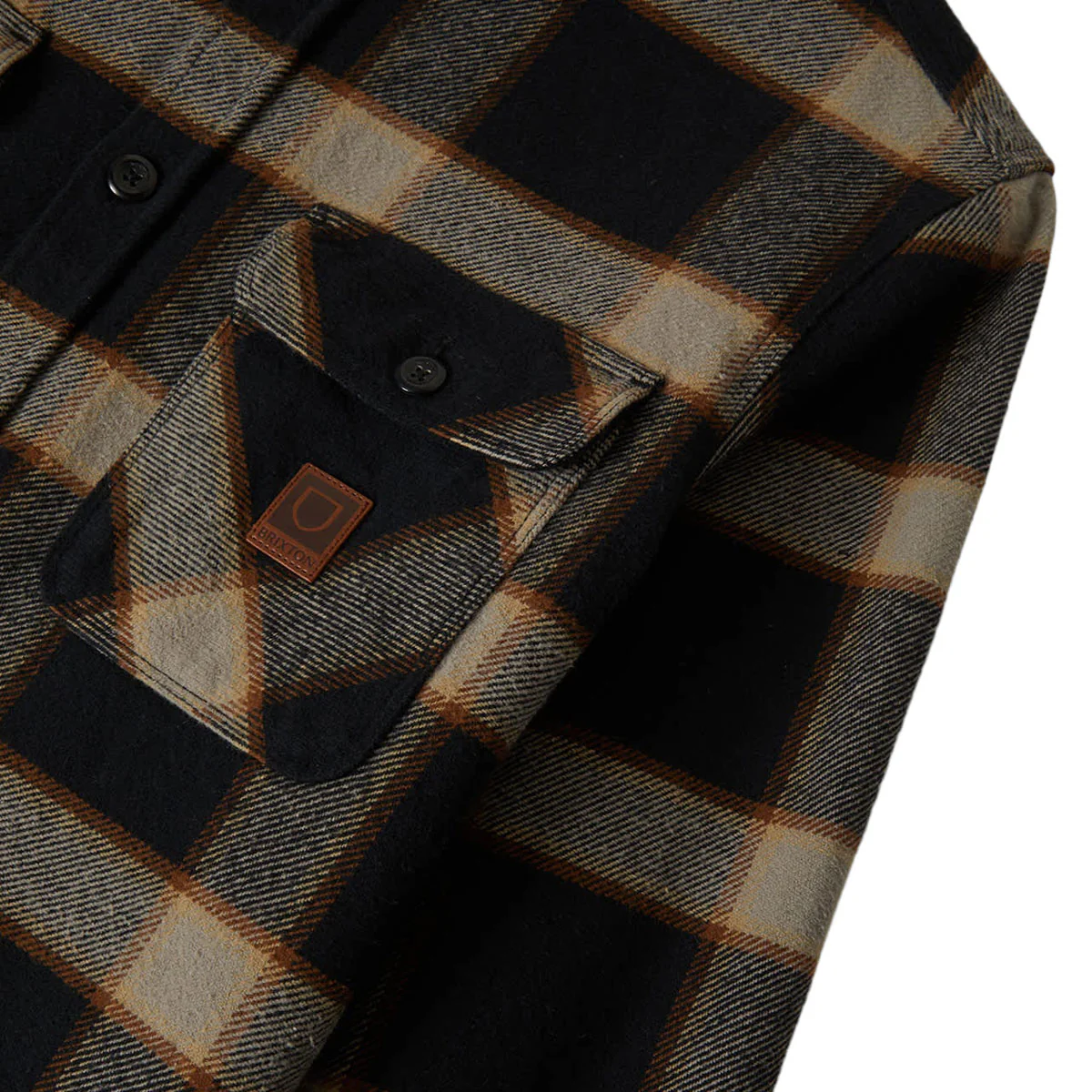 Brixton Bowery Heavyweight Flannel Shirt - Black/Cream - Image 6