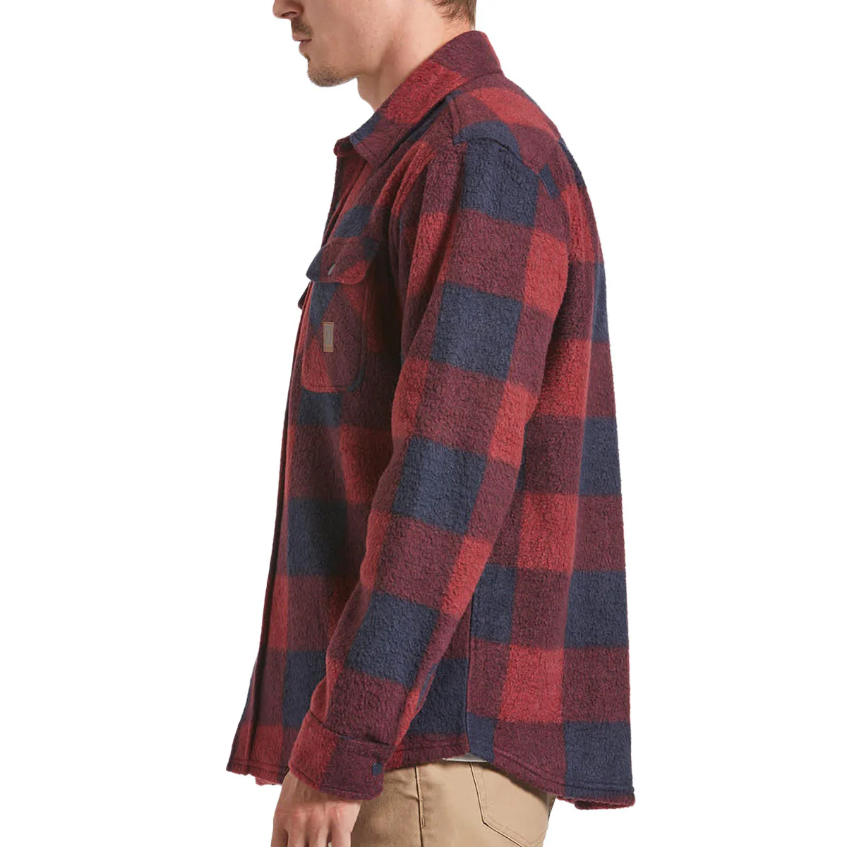 Brixton Bowery Long Sleeve Arctic Stretch Fleece Shirt - Adrenaline Rush/Mood Indigo - Image 3