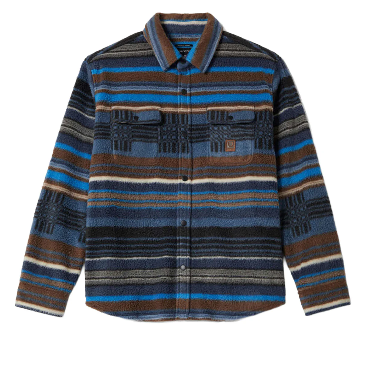 Brixton Bowery Long Sleeve Arctic Stretch Fleece Shirt - Mood Indigo Blanket Stripe - Image 2