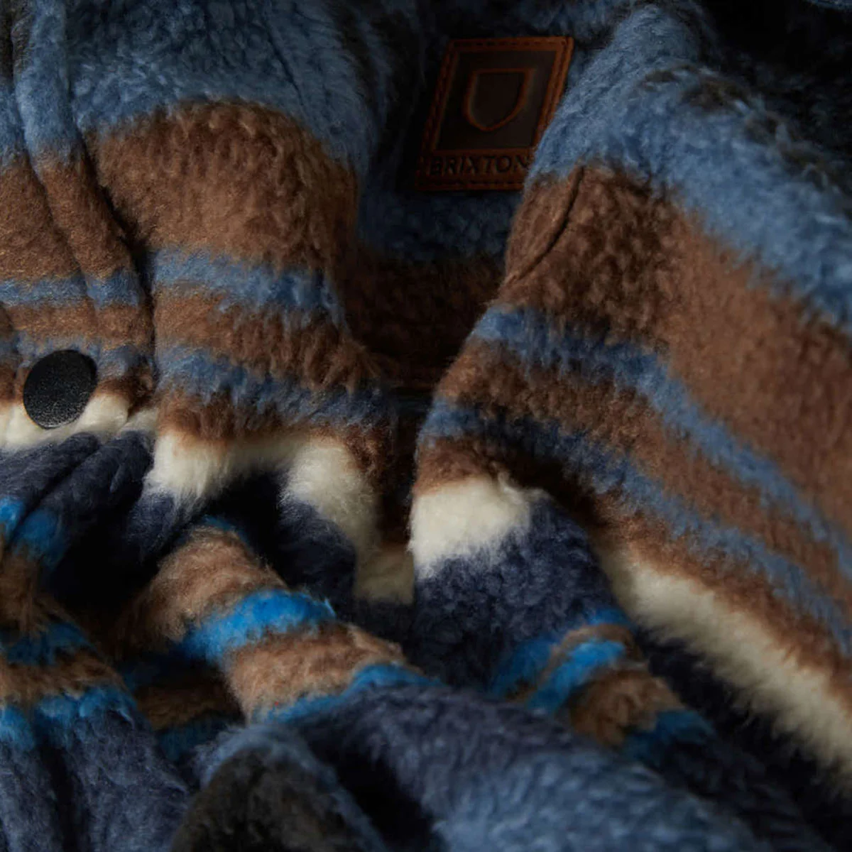 Brixton Bowery Long Sleeve Arctic Stretch Fleece Shirt - Mood Indigo Blanket Stripe - Image 3