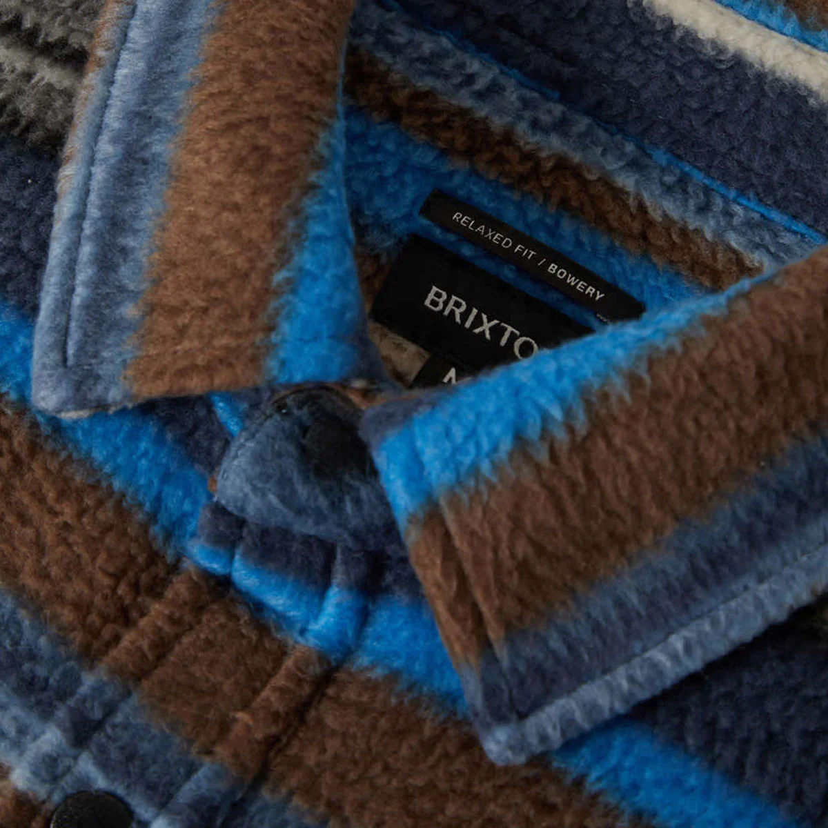 Brixton Bowery Long Sleeve Arctic Stretch Fleece Shirt - Mood Indigo Blanket Stripe - Image 4