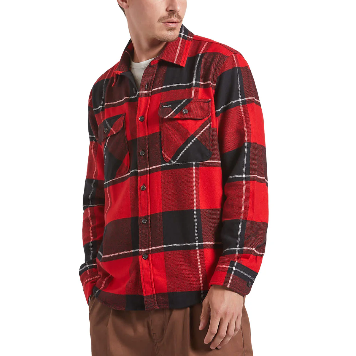 Brixton Bowery Long Sleeve Shirt - Black/Adrenaline Rush/Off White - Image 3