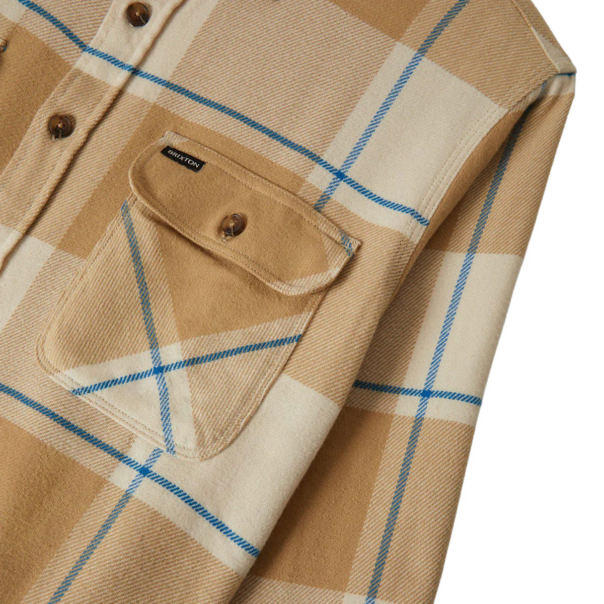 Brixton Bowery Long Sleeve Shirt - Whitecap/Sand/Cyber Blue - Image 5
