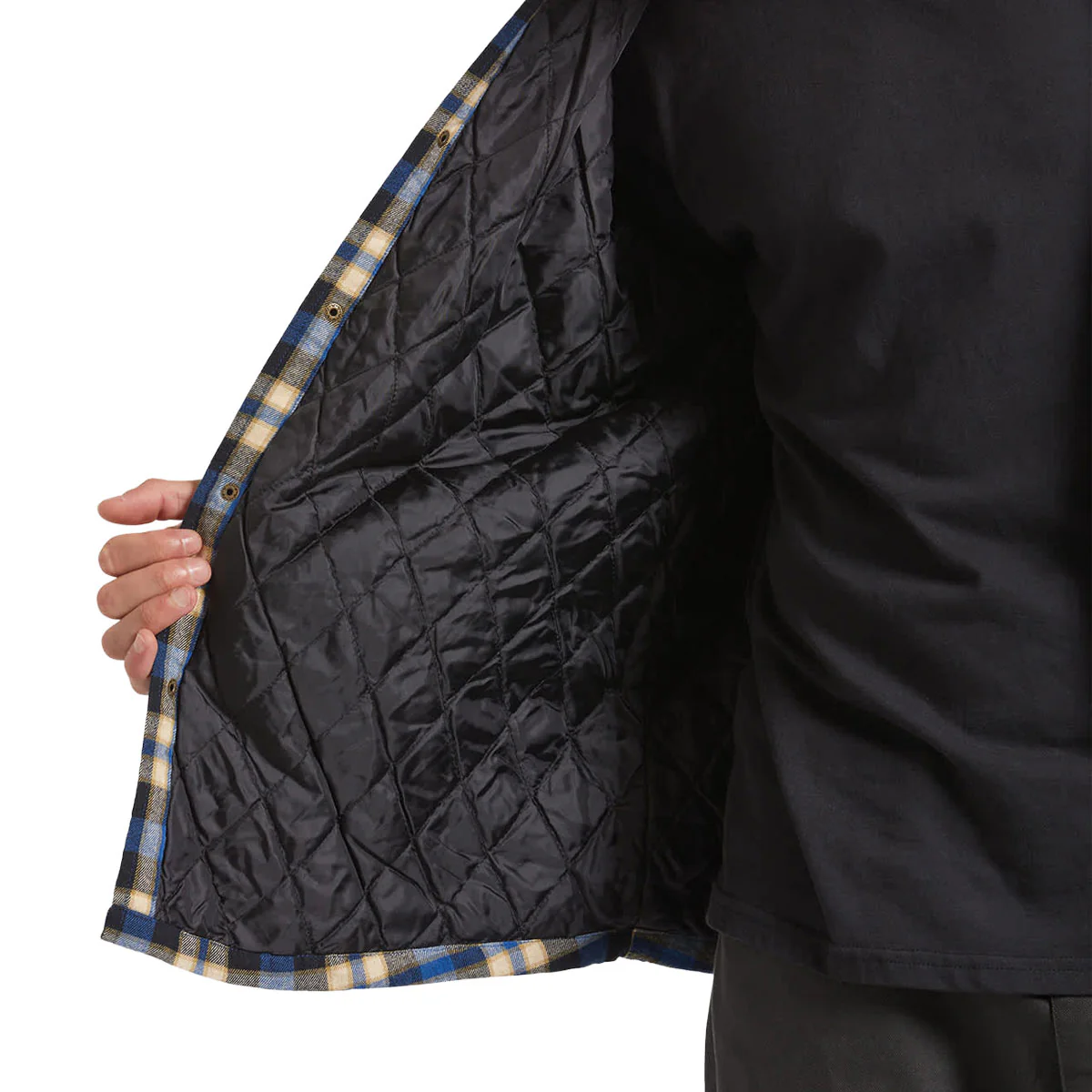 Brixton Bowery Quilted Hooded Jacket - Navy/Cream - Image 3