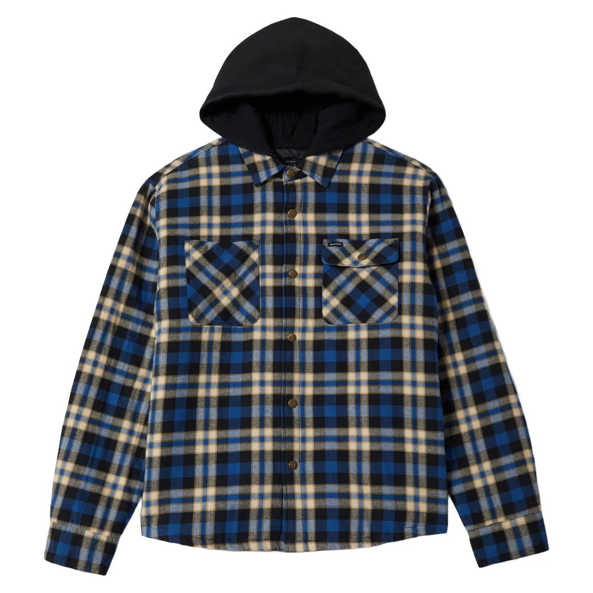 Brixton Bowery Quilted Hooded Jacket - Navy/Cream - Image 5