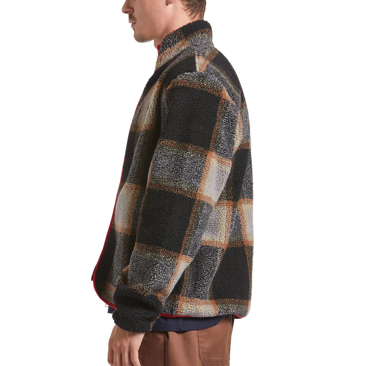 Brixton Buffalo Plaid Sherpa Jacket - Black/Cream - Image 3