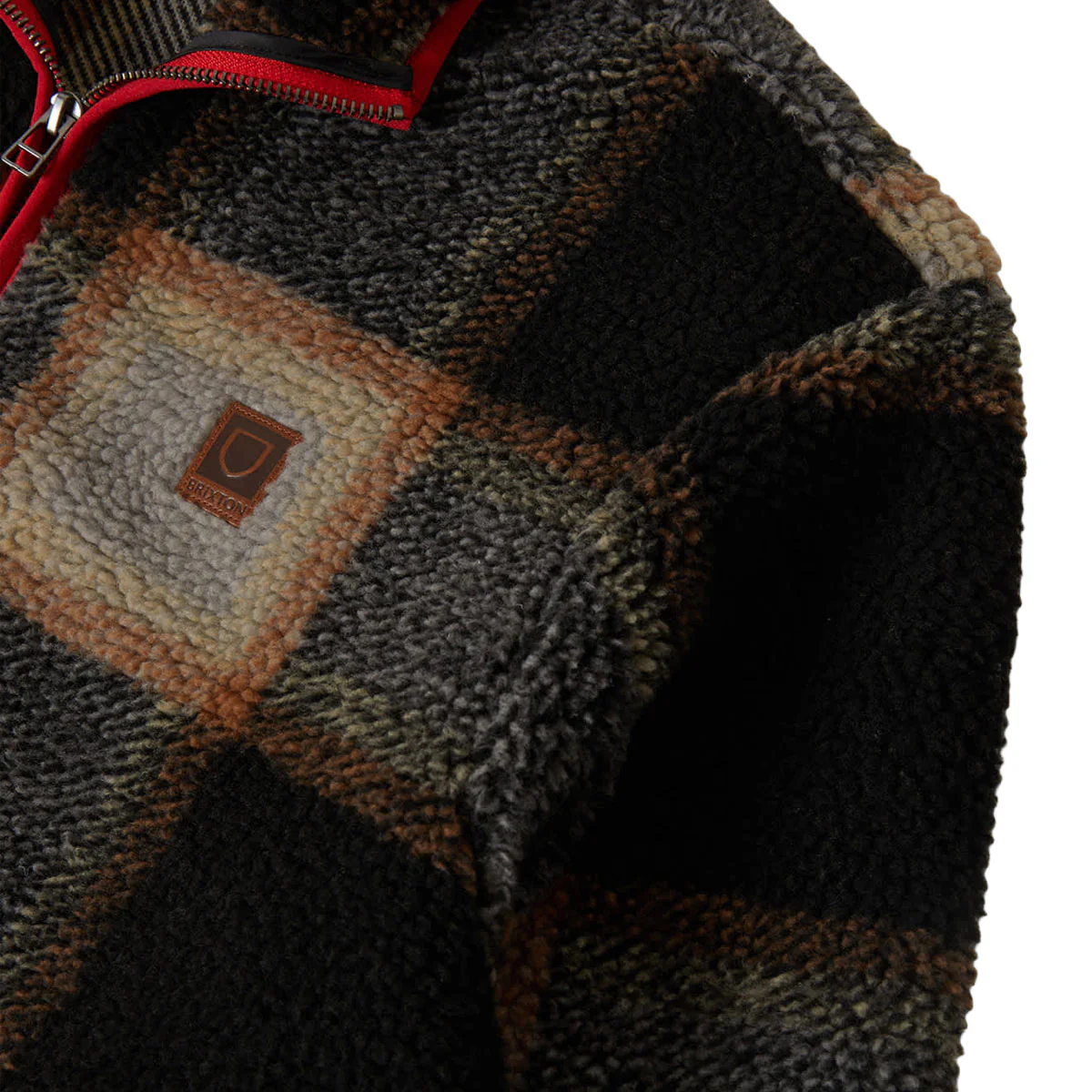 Brixton Buffalo Plaid Sherpa Jacket - Black/Cream - Image 6