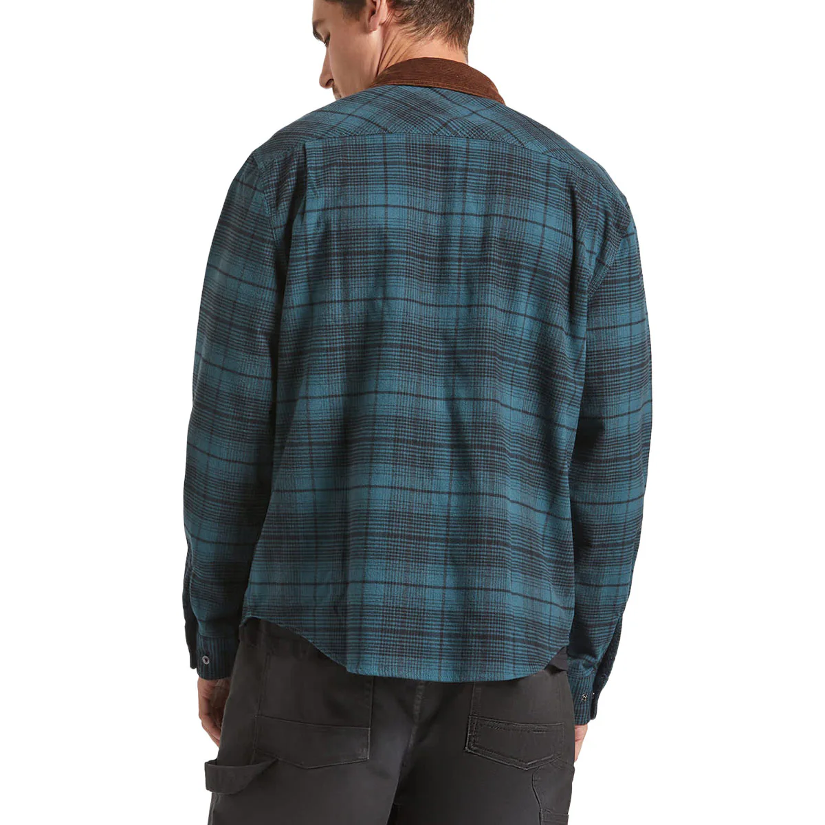 Brixton Builders Bowery Perf Flannel Shirt - Night Sage/Black - Image 3