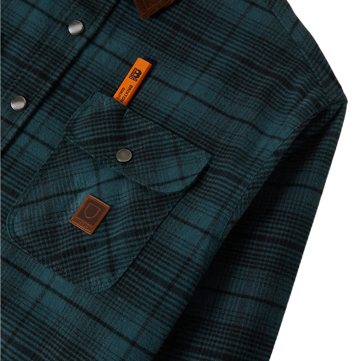 Brixton Builders Bowery Perf Flannel Shirt - Night Sage/Black - Image 5