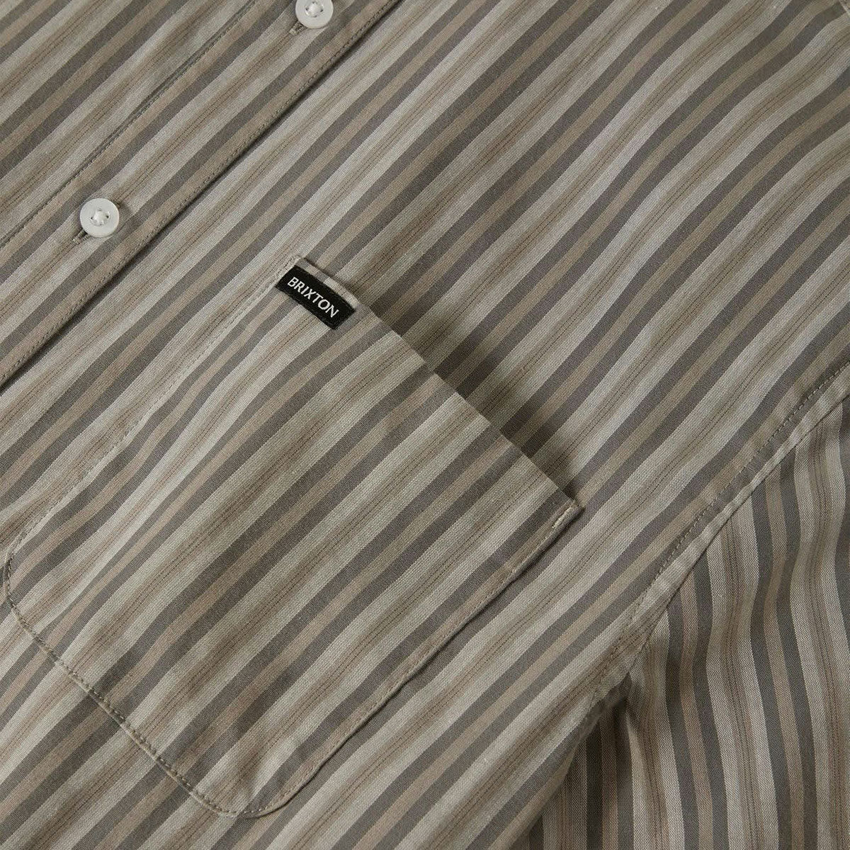 Brixton Charter Stripe Shirt - Charcoal Grey - Image 4