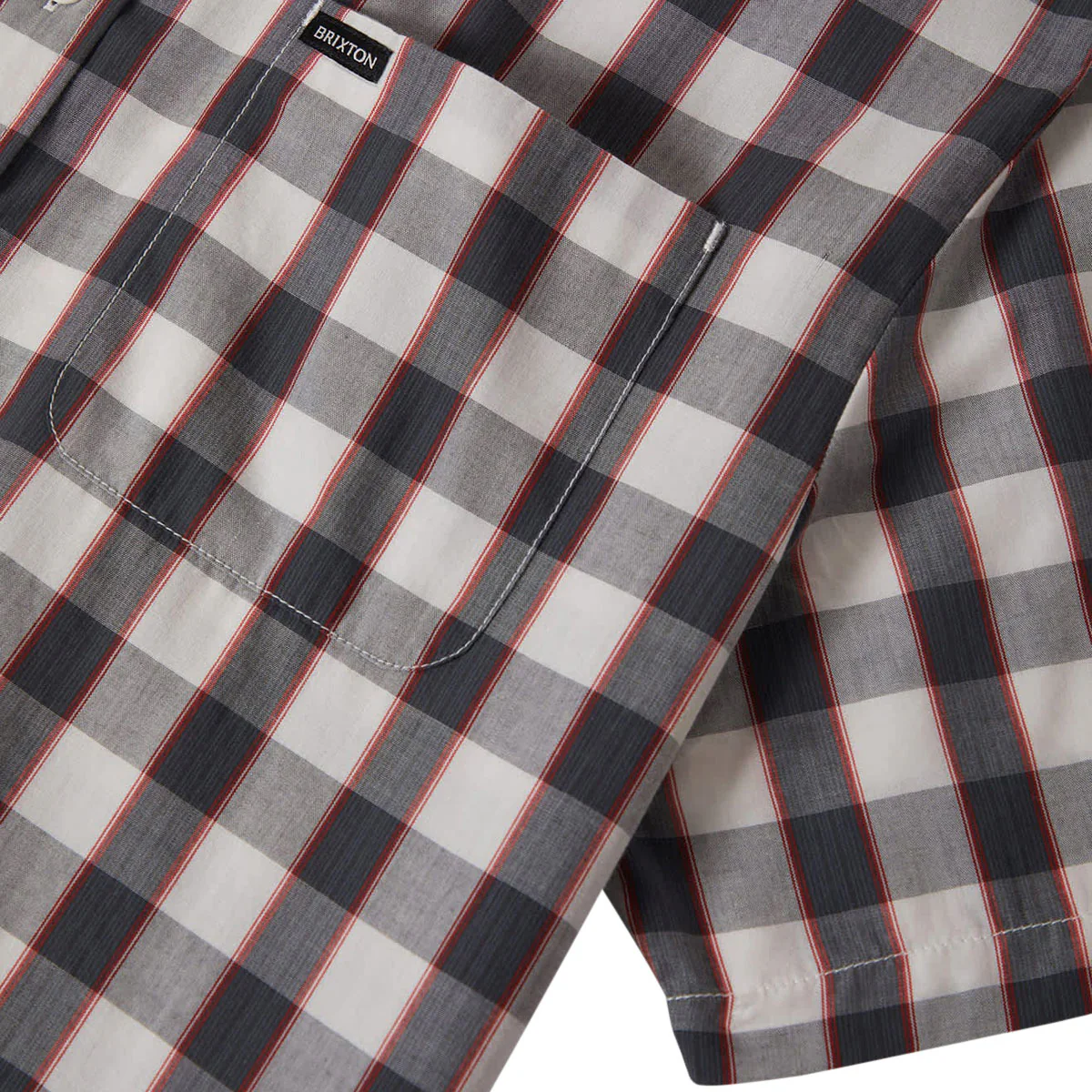 Brixton Cru Plaid Shirt - Black/Off White/Red - Image 2