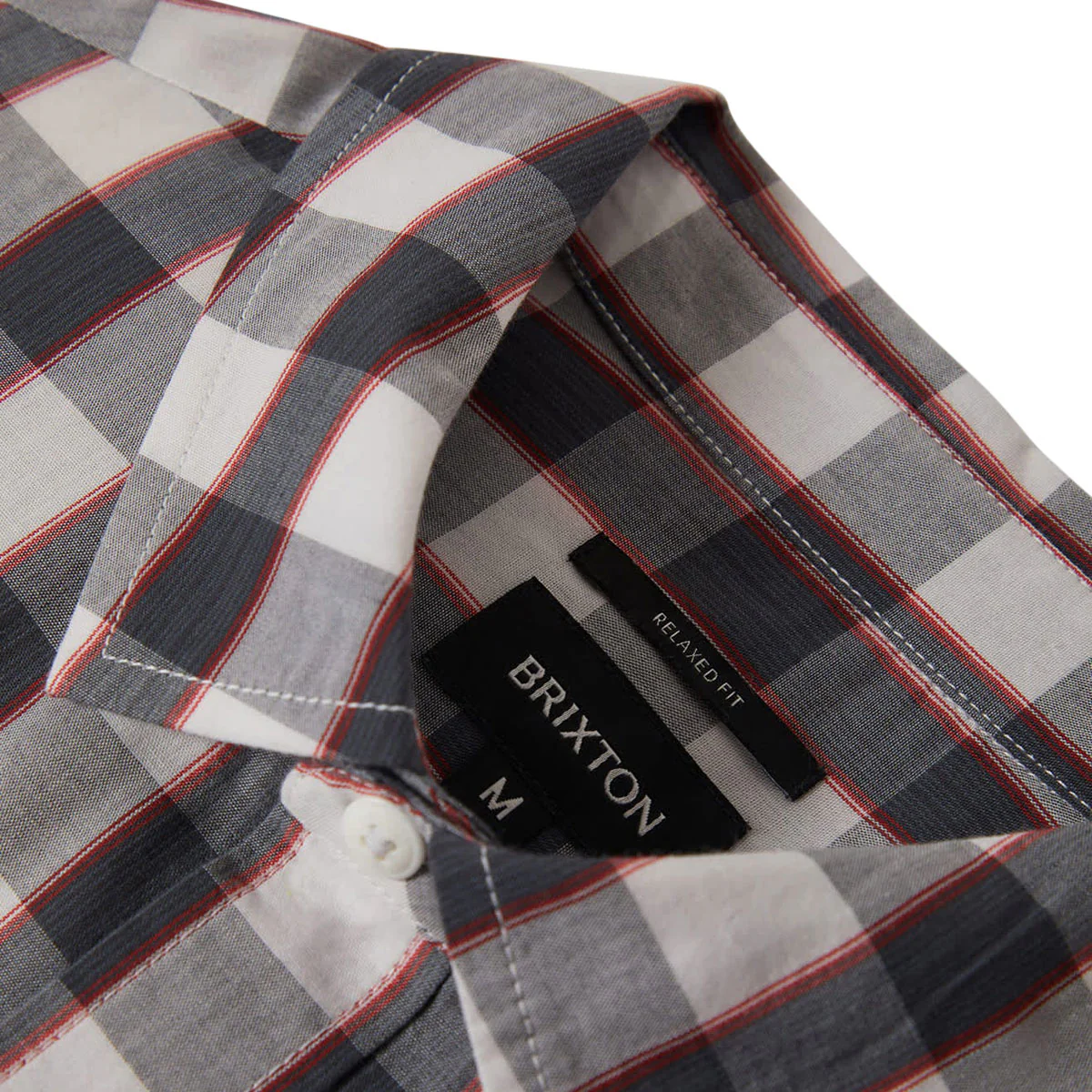 Brixton Cru Plaid Shirt - Black/Off White/Red - Image 4