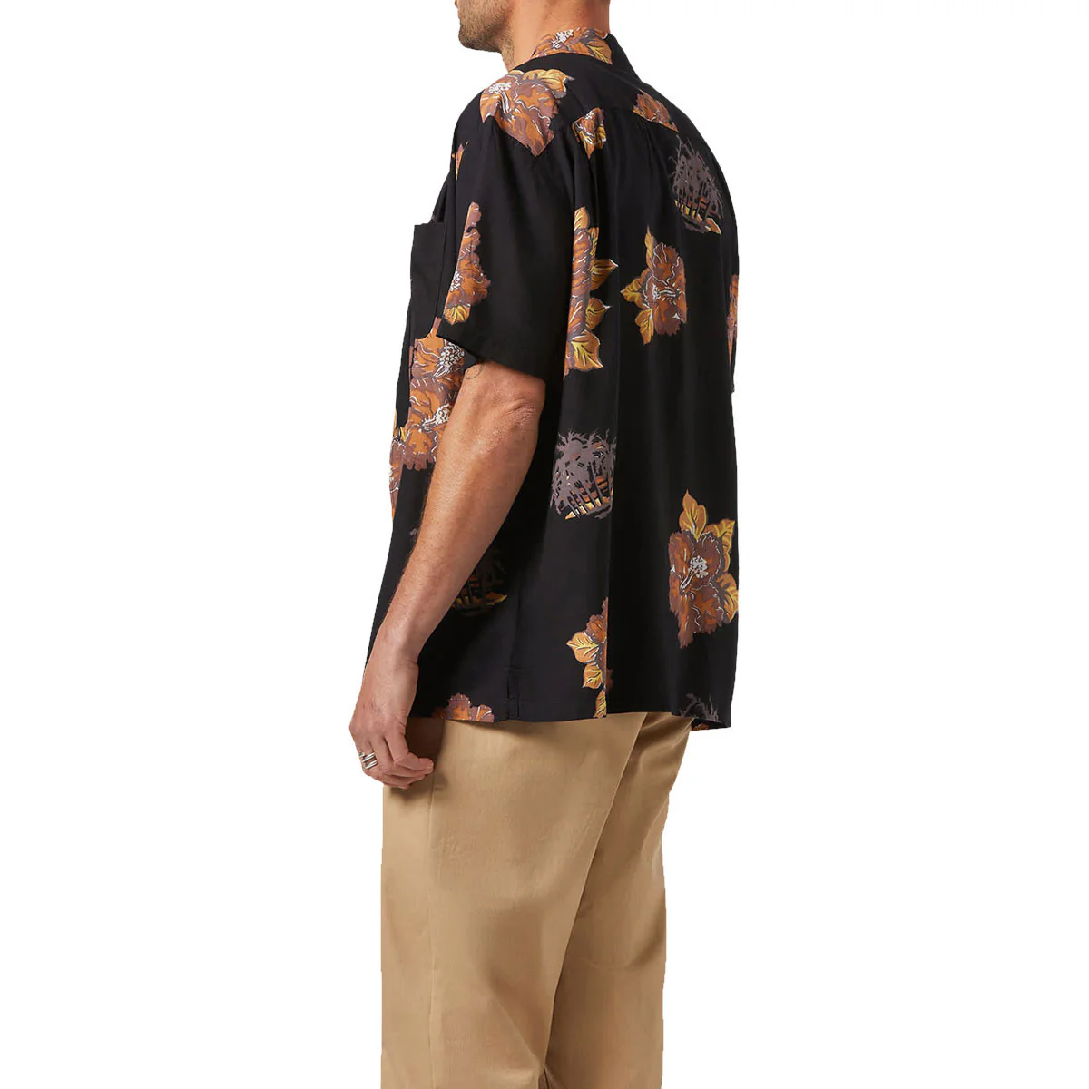 Brixton Cru Print Shirt - Washed Black/Charcoal Floral - Image 3