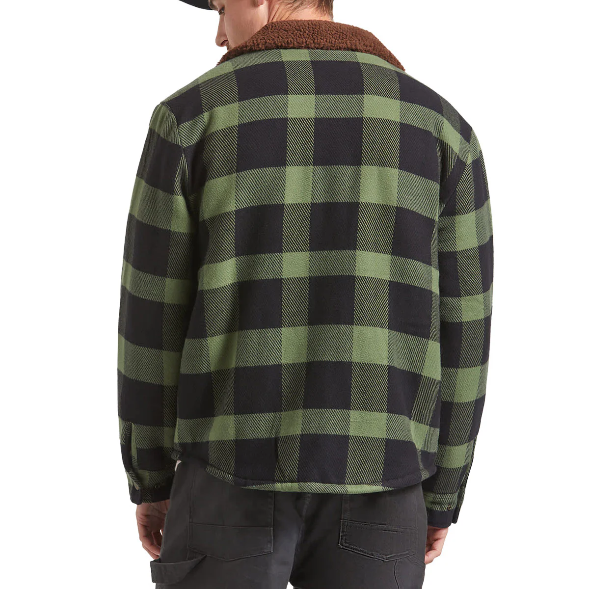 Brixton Durham Lined Jacket - Black/Wild Green Flannel - Image 2