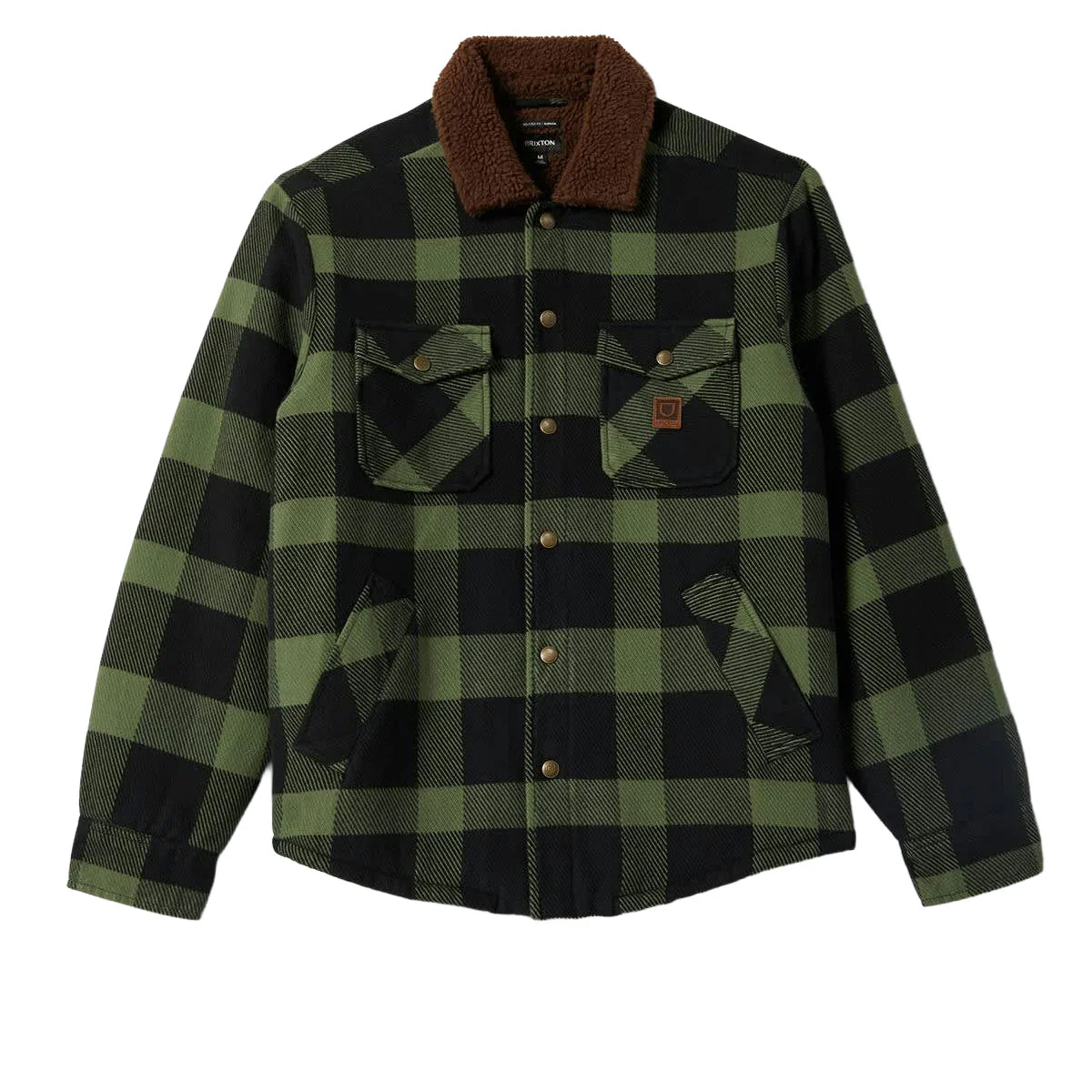 Brixton Durham Lined Jacket - Black/Wild Green Flannel - Image 4