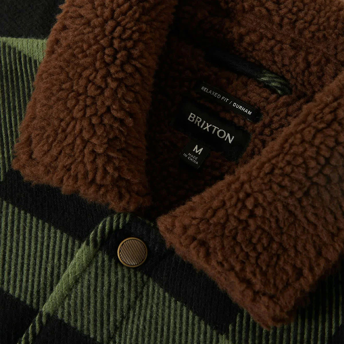 Brixton Durham Lined Jacket - Black/Wild Green Flannel - Image 5