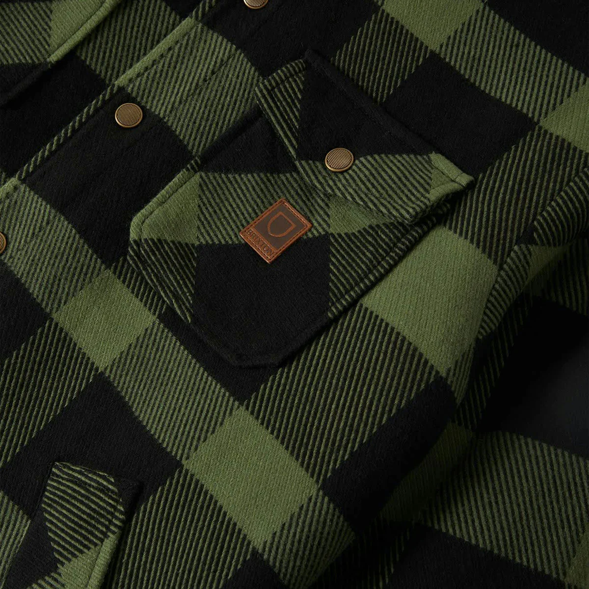 Brixton Durham Lined Jacket - Black/Wild Green Flannel - Image 6