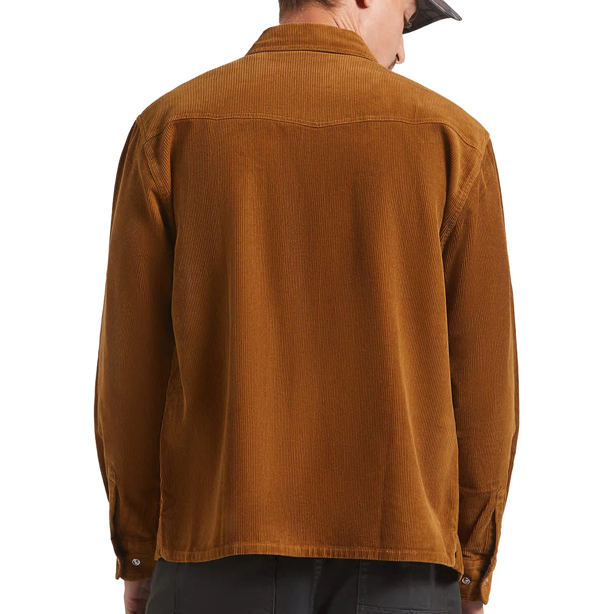Brixton New West Relaxed Long Sleeve Over Shirt - Washed Copper Corduroy - Image 2