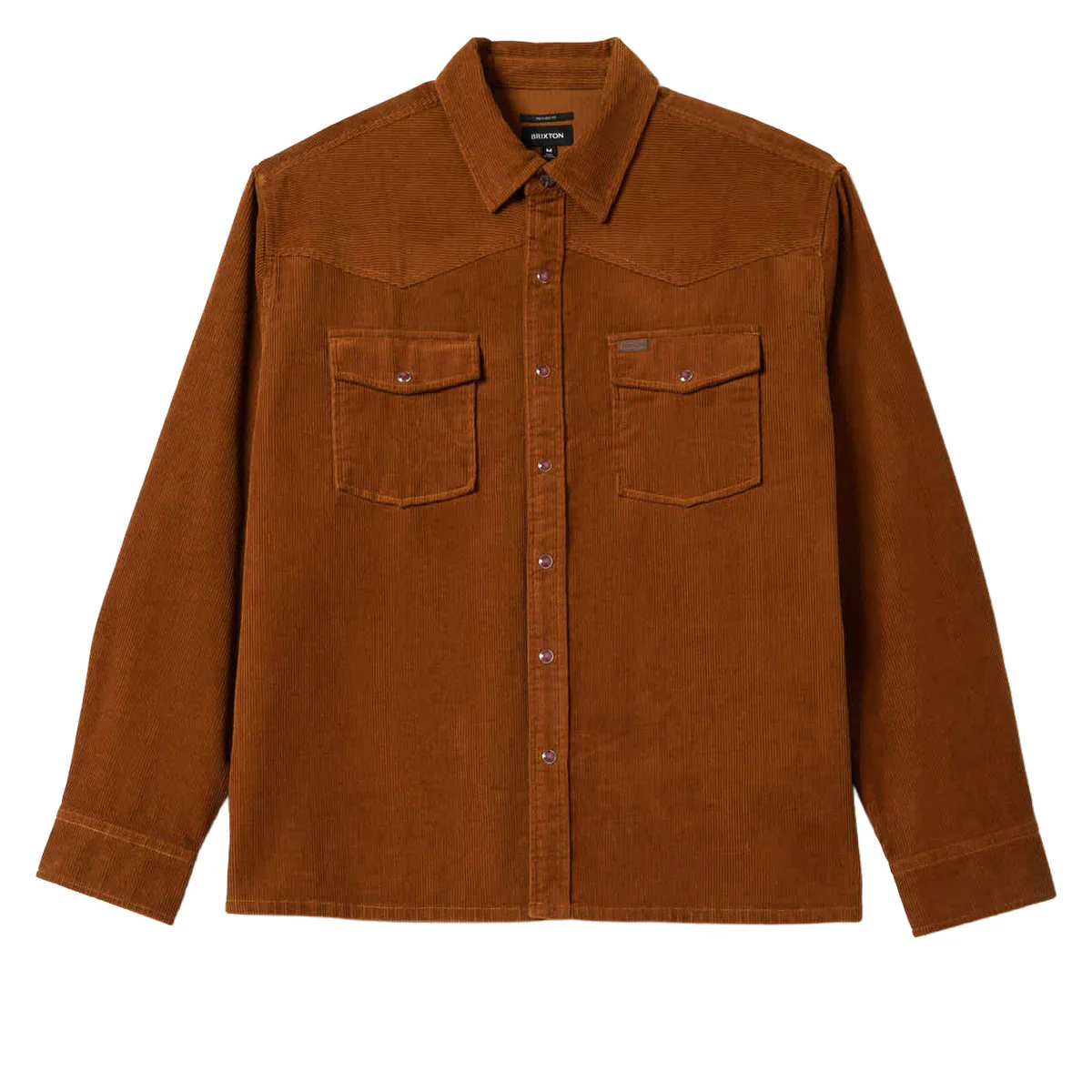 Brixton New West Relaxed Long Sleeve Over Shirt - Washed Copper Corduroy - Image 3