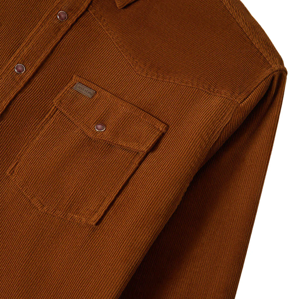 Brixton New West Relaxed Long Sleeve Over Shirt - Washed Copper Corduroy - Image 5