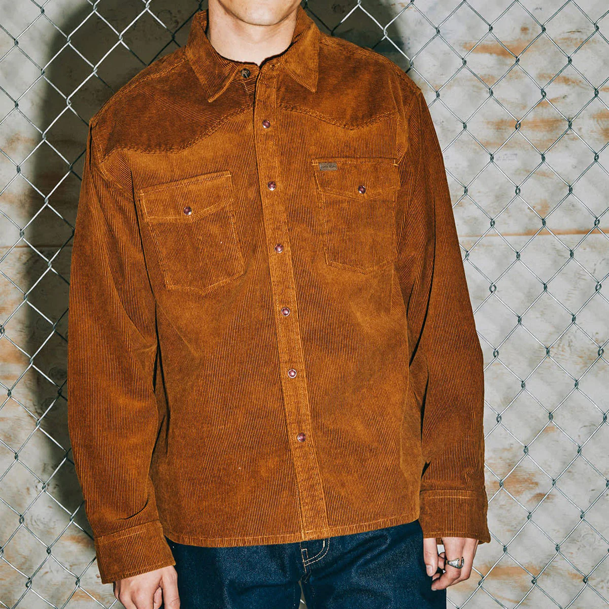 Brixton New West Relaxed Long Sleeve Over Shirt - Washed Copper Corduroy - Image 6