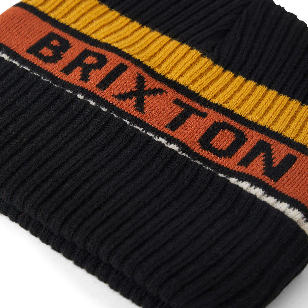 Brixton Rainier Striped Beanie - Black/Yellow/Orange - Image 2