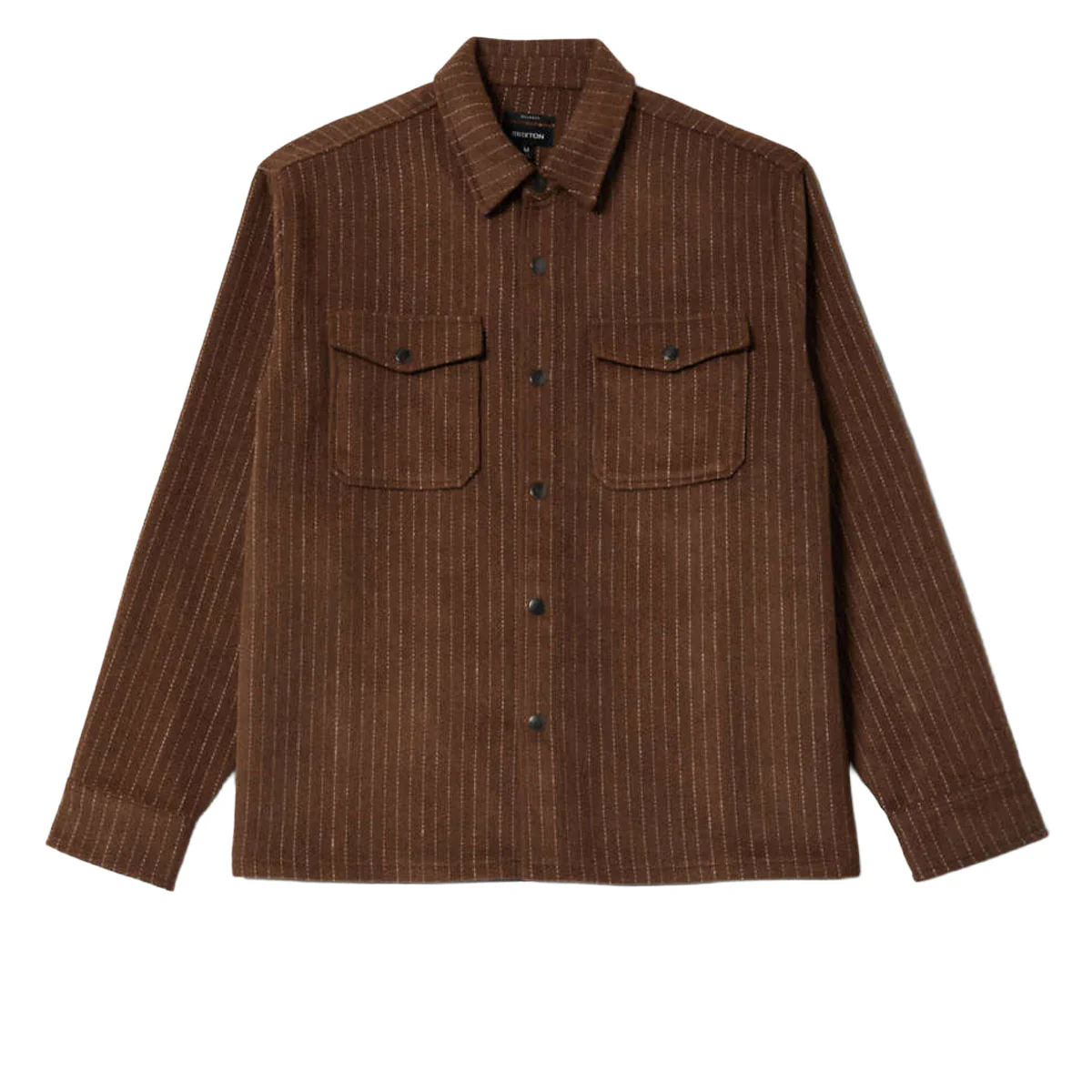 Brixton Selden Soft Brushed Flannel Shirt - Pinecone Brown Pinestripe - Image 2