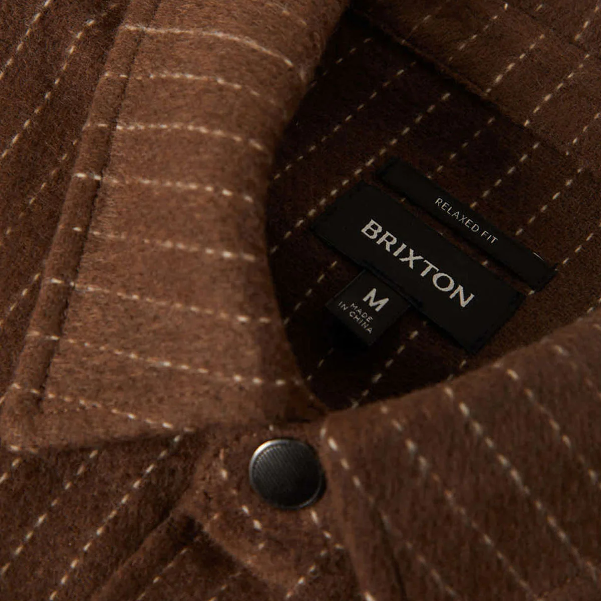Brixton Selden Soft Brushed Flannel Shirt - Pinecone Brown Pinestripe - Image 3
