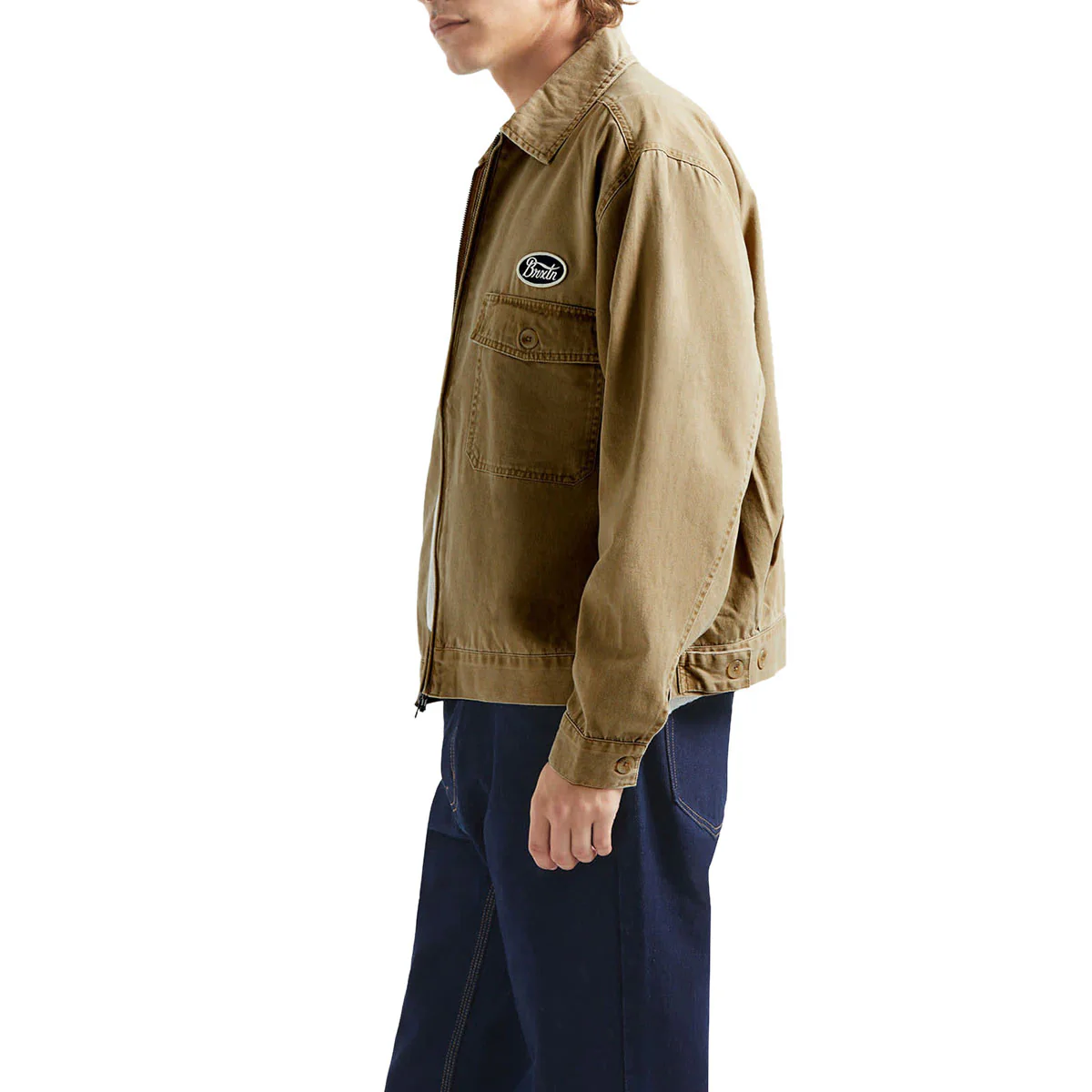 Brixton Trademark Lightweight Garage Jacket - Washed Khaki - Image 2