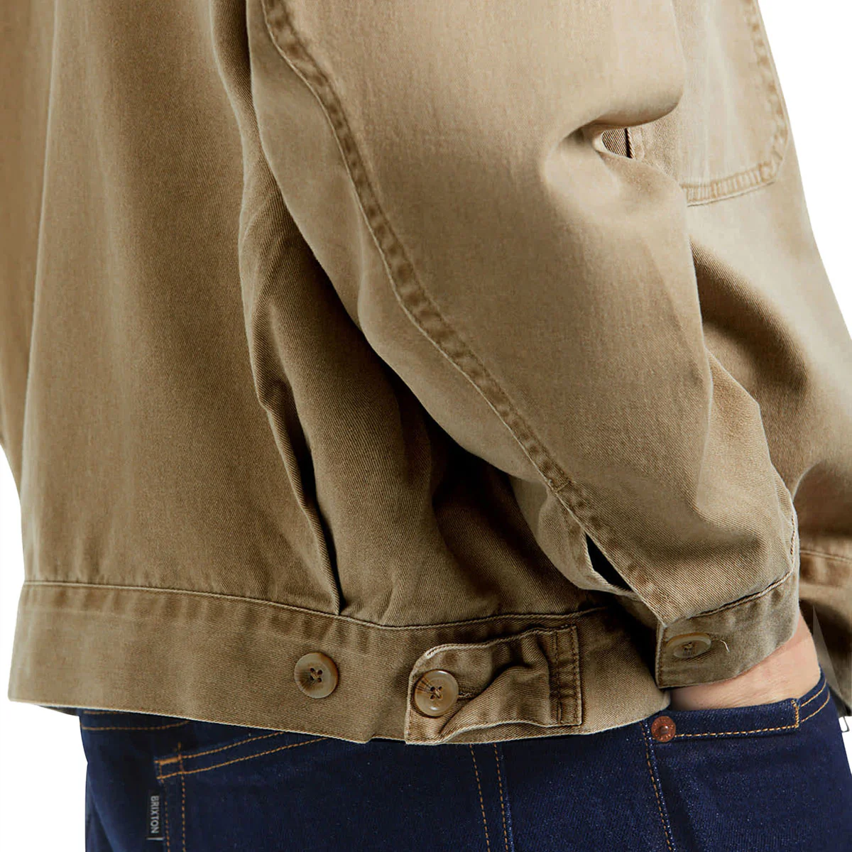 Brixton Trademark Lightweight Garage Jacket - Washed Khaki - Image 3
